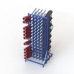 Double Sides Roller Industrial Display Stands With Six Columns Upright Pole for sale