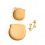 Durable Mini Suction Plate And Bowl Set Silicone Bear Shape For Baby Feeding for sale
