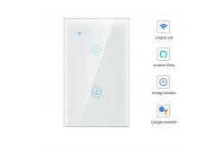 China 0.1mW Wifi Light Smart Switch 2 Gang Touch Wall On Off Waterproof supplier
