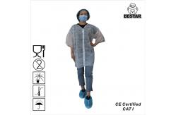 China FDA Anti Dust Disposable White Lab Coats SPP Jacket With Elastic Cuff supplier