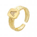 Open Watchband 18k Diamond Ring Men Plated Chunky Gold Initial Ring for sale