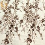Embroidery Mesh 3D Beaded Lace Fabric French Style For Party Dress for sale