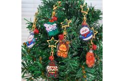 China Customized Christmas Keychain with Metal Ring and Transparent Snowman Print supplier