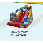 Clown Inflatable Slide With Elephant Theme For Children Fun Park