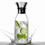 35oz Borosilicate Glass Pitcher With Lid , Silicone Flip Top Lid Insulated Water Carafe for sale
