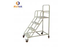 China 4 Steps Metal Ladder Trolley Cart With Wheels For Warehouse supplier