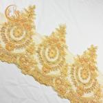 Bridal Decoration Beading Lace Trim Heavy Handmade Colorful Embroidery for sale