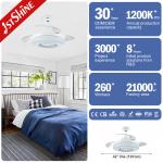 Antique Style LED Ceiling Fan High Speed White Retractable Blades with Remote Control