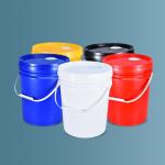 Round 20L PP 5 Gallon Food Grade Plastic Paint Bucket With Lids And Handle Pail in Red for sale