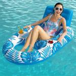 Swimming pool inflatable float, PVC inflatable foldable maple leaf float bed, water play hammock, single lounge chair float for sale