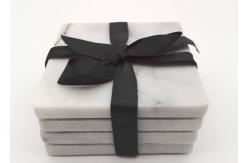 China Marble White Plain Stone Coasters No Pollution Insulated With Back Pad supplier