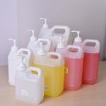 Square HDPE Plastic Jerry Can for Soap Shower Gel Shampoo Liquid 1L-5L White Pump for sale