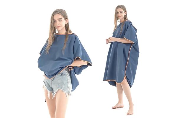 Custom Adult Microfiber Poncho Towel Hooded Beach Towel Swim Changing Robe Surf