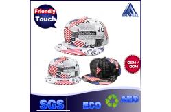 China Anti - Wrinkle Black Cotton Snapback Baseball Caps 3D Logo USA Flag Strip supplier