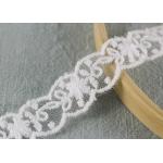 White Cotton Nylon Lace Trim Wave Edging Floral Embroidery Lace For Bridal Dress for sale