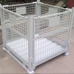 Galvanized Collapsible Steel Mesh Storage Cage , Foldable Wire Mesh Pallet Cage