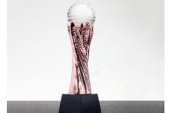 China Custom Resin Trophy Cup With Crystal Ball For Soccer End - Year Award supplier