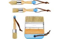 China 4 Pieces Chalk Paint Brush Wood Chalk And Wax Brushes Natural Stencil Brushes supplier