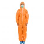 Impervious Disposable Protective Wear , Non Woven Orange Disposable Coveralls for sale