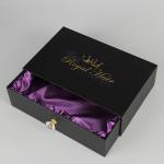 Handmade Luxury Hair Extension Packaging Box Black Cardboard Drawer Box for sale