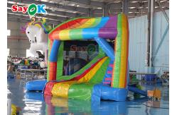 China Rainbow Kids Inflatable Jumping Castle Unicorn Bouncy Castle With Slide supplier