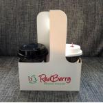 Eco - Friendly Disposable Coffee Cup Carrier Coffee Kraft Paper Cups Holder for sale