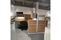 China 4 Person Lighted Office Workstation Desks In Wood Aluminum Frame supplier