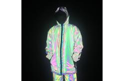 China Full Zip Up Face Hood Reflective Coat Mens Rainbow Reflective Jacket Turtleneck supplier