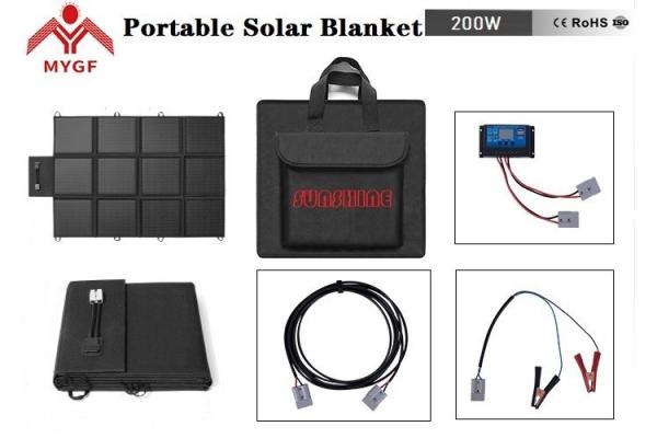 Stable 200 Watt Portable Solar Panel Blanket High Efficiency Lightweight