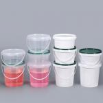 500ml PP Clear White Food Take Out Package Ice Cream Cookies Small Plastic Bucket With Handle Lid for sale