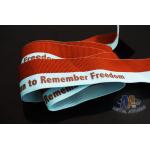 Custom Stripe Red/Light Blue Ribbon With Red Letter Printing Medals Ribbon For School Or Events for sale