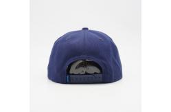 China Personalized Flat Brim Snapback Hats Snap Button Adjustable Navy Blue Towel Embroidered supplier