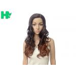 Long Curly Women Full Lace Synthetic Wigs High Heat Resistant Fiber Black Mixed Brown Color for sale