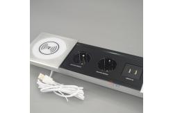 China Multimedia Table Sliding Power FR Socket With Usb Charging And Wireless Charger supplier