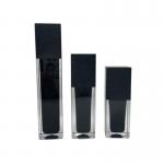 Square Cosmetic Pump Bottle 60ml UV Screw Brush Matt Black Acrylic for sale