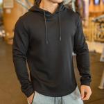 Black Gray Long Sleeve Unisex Plain Hoodies Anti Pilling Pullover Sweatshirts