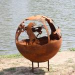 100cm Customized Weathering Steel Fire Pit Rustic Red for sale