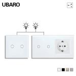 86 Type Dual Light Switch 157 Type Cross Switch Aad Socket Combination Glass Panel 2Gang 2Way Home Switches for sale