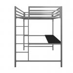Gray Single Person Metal Frame Loft Bed With Study Desk Book Shelf