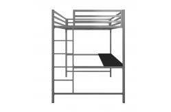 China Gray Single Person Metal Frame Loft Bed With Study Desk Book Shelf supplier