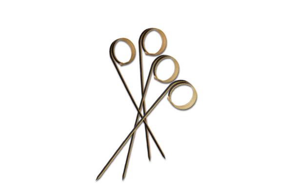 Disposable Black Ring Bamboo Cocktail Skewers Picks 12cm For Appetizer