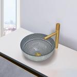 Modern Crystal Glass Round Countertop Basin For Bathroom for sale