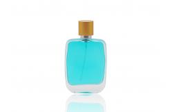 China Square Shape 50ml Cosmetic Perfume Bottle With FEA15 Snap On Perfume Pump supplier