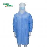 China Blue / White PP / SMS / Microporous / Tyvek Disposable Lab Coat With Snaps Closure for sale