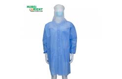 China Blue / White PP / SMS / Microporous / Tyvek Disposable Lab Coat With Snaps Closure supplier