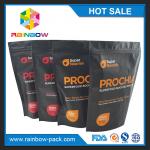Free sample stand up k for 750g whey protein powder packaing with tear notch for sale