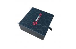 China Black Gift Drawer Packaging Box Glossy Lamination Bronzed Blob Stamped Logo supplier
