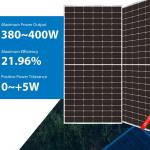 380w Huasun Solar Panels 395w 166mm Mono Half Cut Hjt Bifacial Photovoltaic Panels for sale