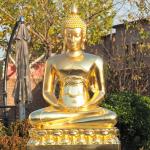 Cast Gold Leaf Bronze Buddha Statue 1M High In Wat Pak Nam / Bangkok for sale