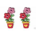1.5 Pink Red Flower Embroidery Patch Handmade Iron On Twill Cotton Material for sale